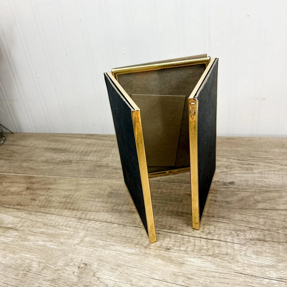 Foldable Brass MCM Photo Frame - Vintage 5x7 Inch